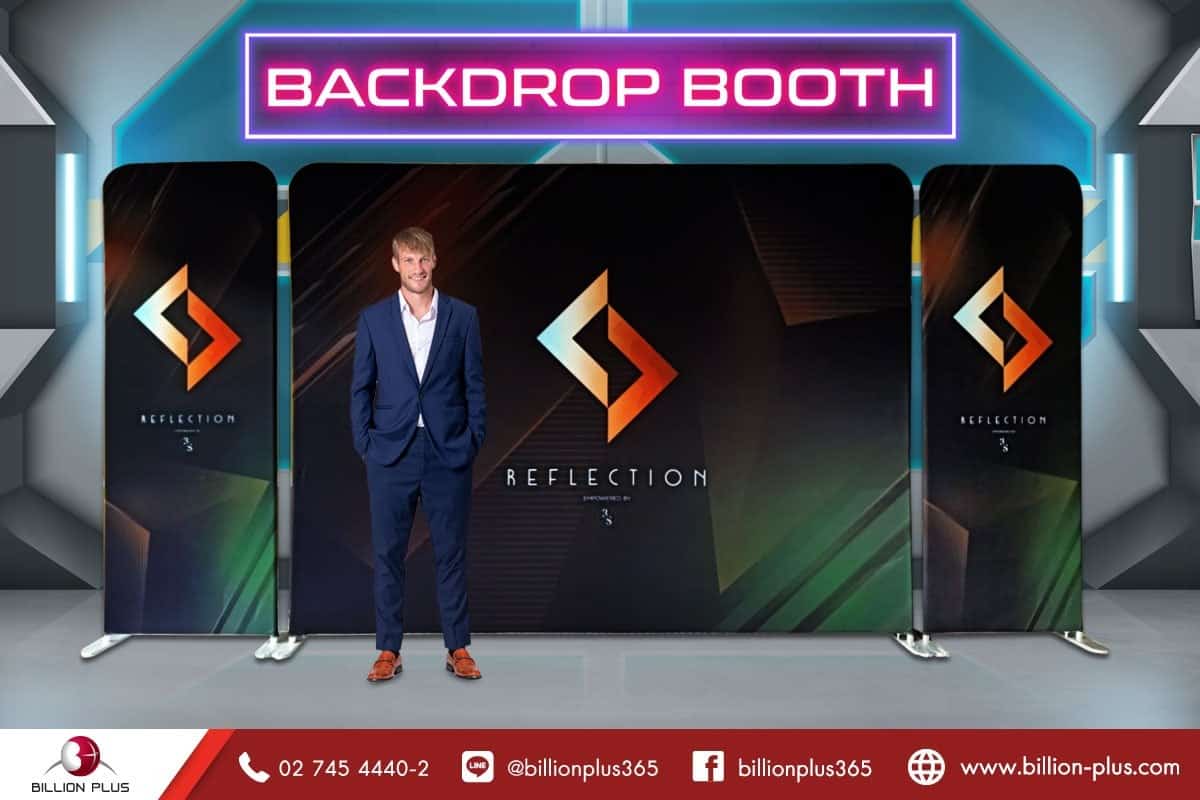 Backdrop Booth, บูธสินค้า, ป้ายออกบูธ, บูธนิทรรศการ, บูธออกงาน, บูธBooth, ยอดนิยม ดูดี ดึงดูด โดดเด่น